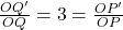 \frac{OQ'}{OQ}=3=\frac{OP'}{OP}